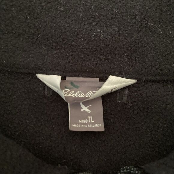 Eddie Bauer Sweater Mens Size TL Large Tall Black Half Zip Fleece Pocket Outdoor - Picture 7 of 12
